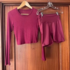 SKATIE - Erica long sleeve top & Kiki bike shorts in Spice, Medium